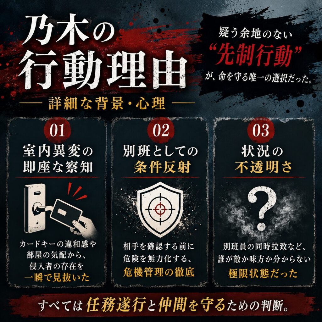 乃木がクローゼットのドラムにナイフを向けた3つの理由